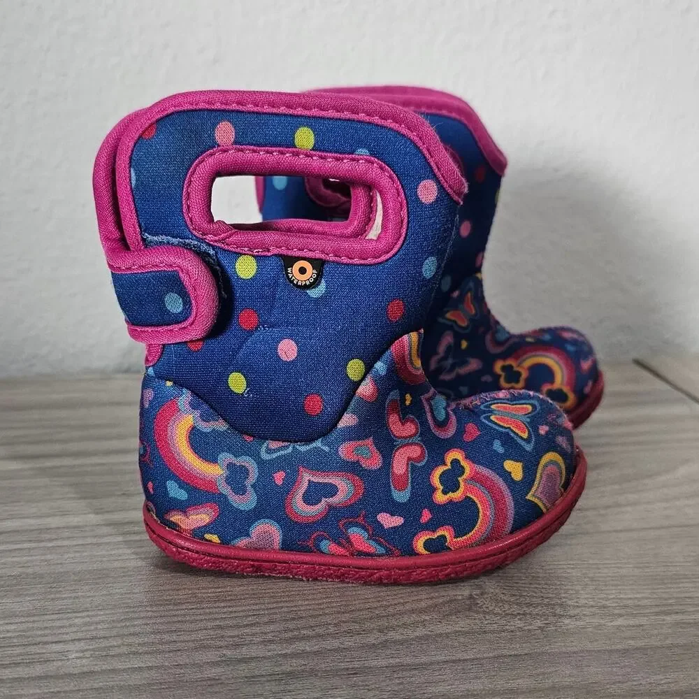BOGS Baby II Boots Waterproof Rainbow Blue Pink Toddler Infants US 4 Outdoors